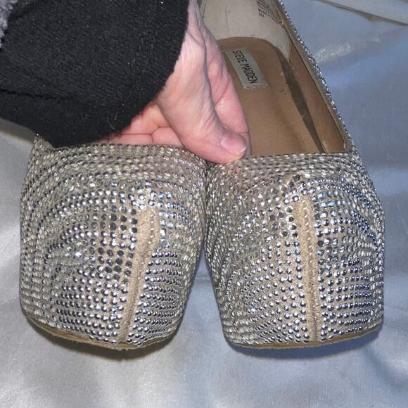 STEVE‎ MADDEN Dyvinal Platform Rhinestone Silver Jeweled Heels - Size 10 - Picture 5 of 15
